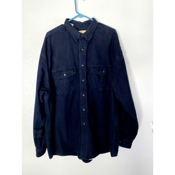 Eddie Bauer Navy Blue Button Down Flannel Shirt Size XXL - Picture 1 of 5